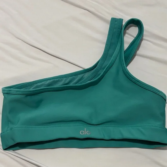 Teal One-Shoulder Alo Sports Bra - Picture 2 of 2